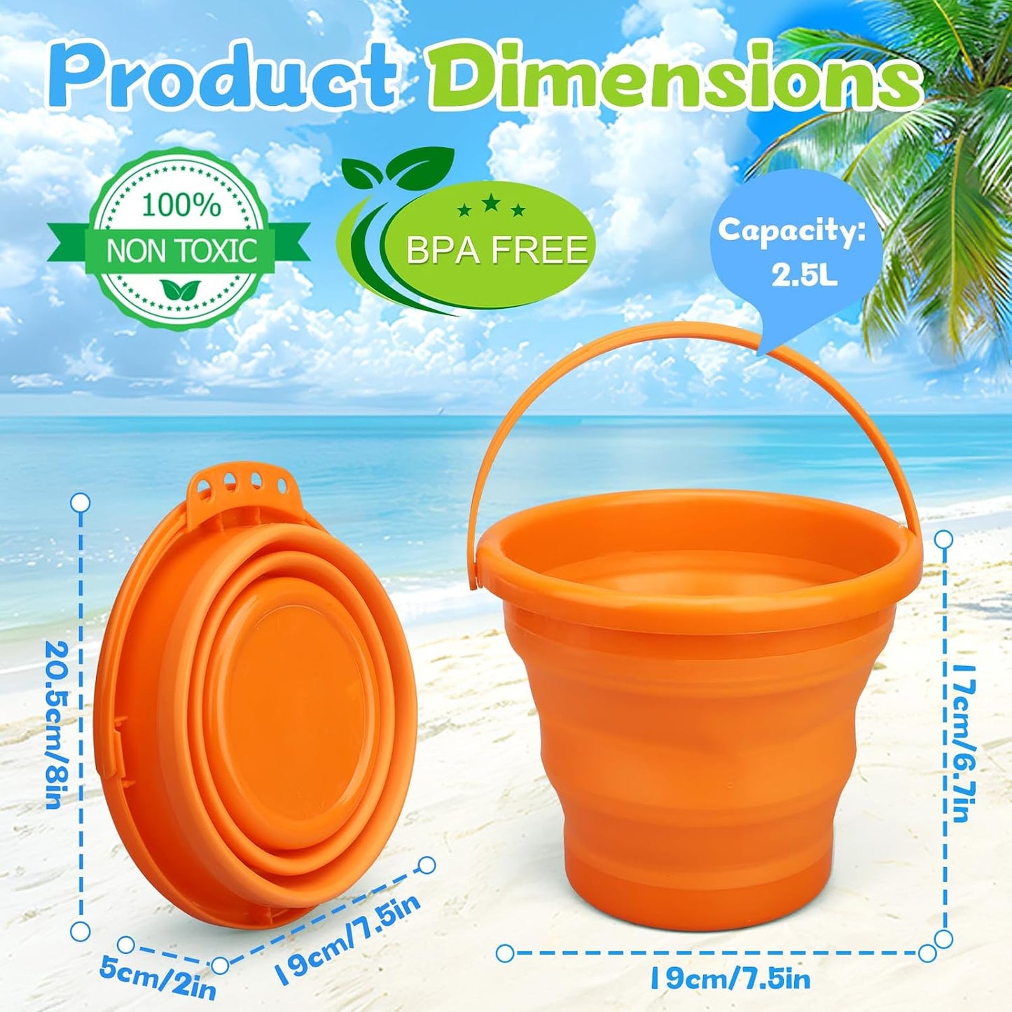 Cubo arena plegable jumbo con bolsa malla multiuso 3uds