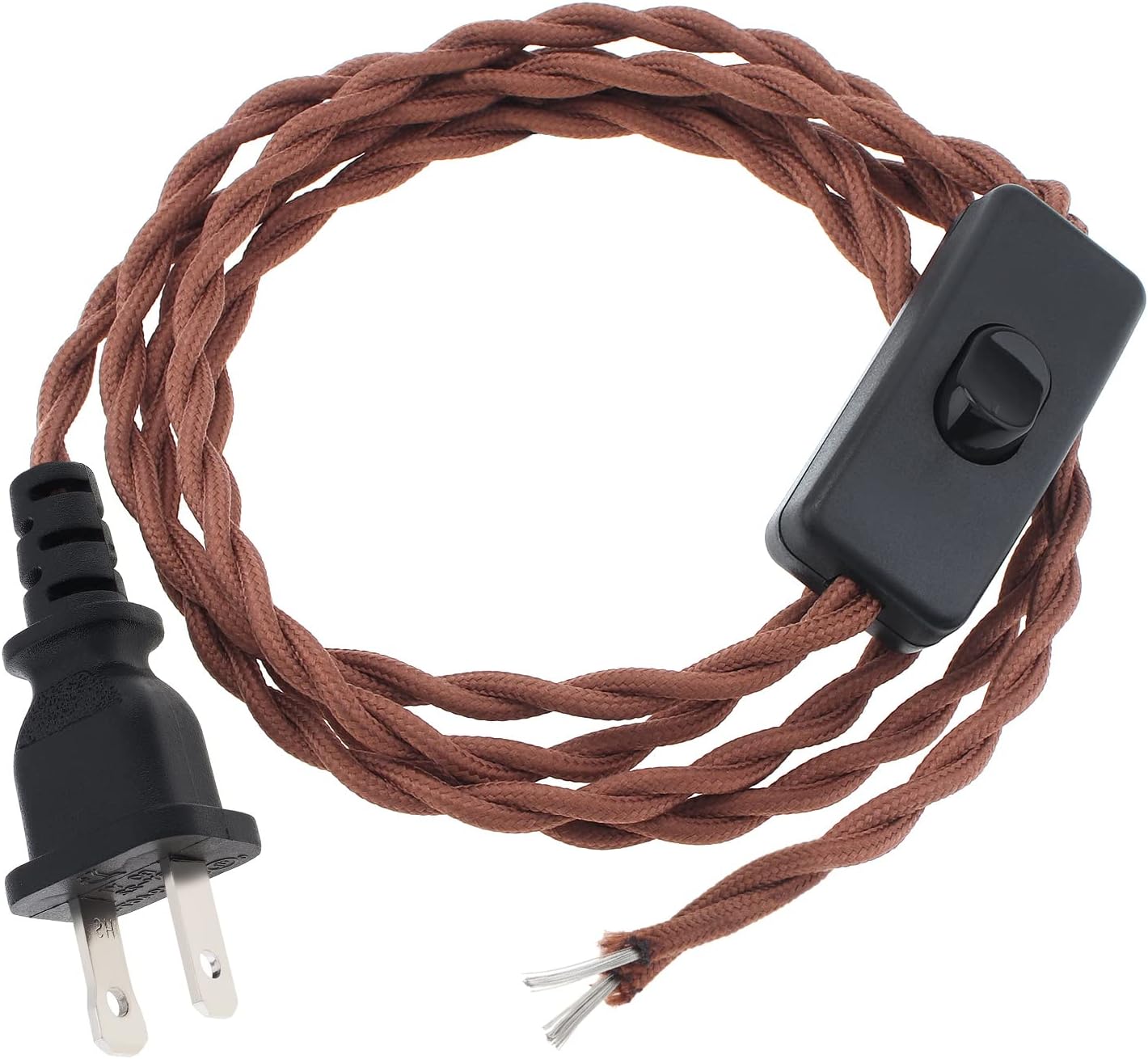 Cable lámpara 11.8ft tela trenzada con interruptor marrón