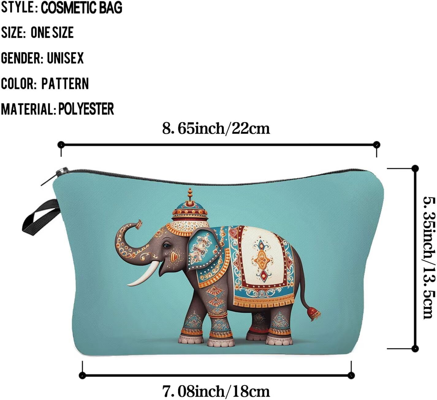 Bolsa cosméticos elefante mandala cremallera regalo mujer