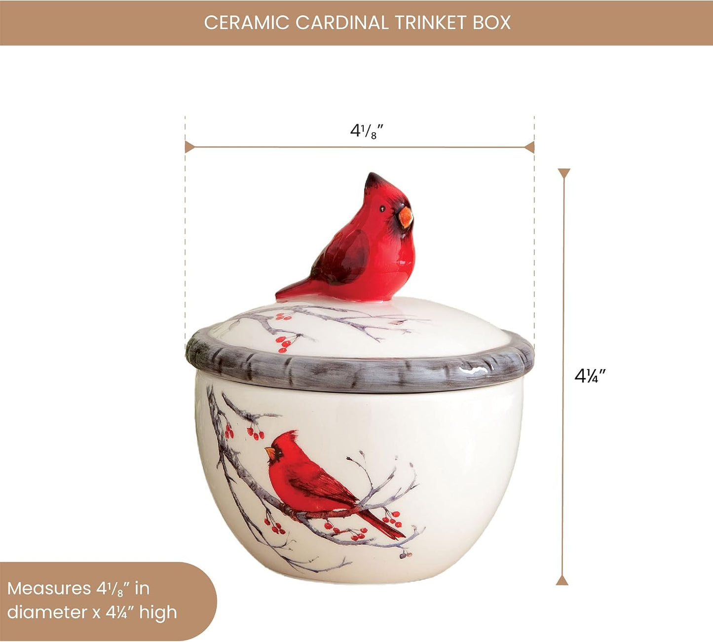 Caja cerámica Cardinal para recuerdos y joyas