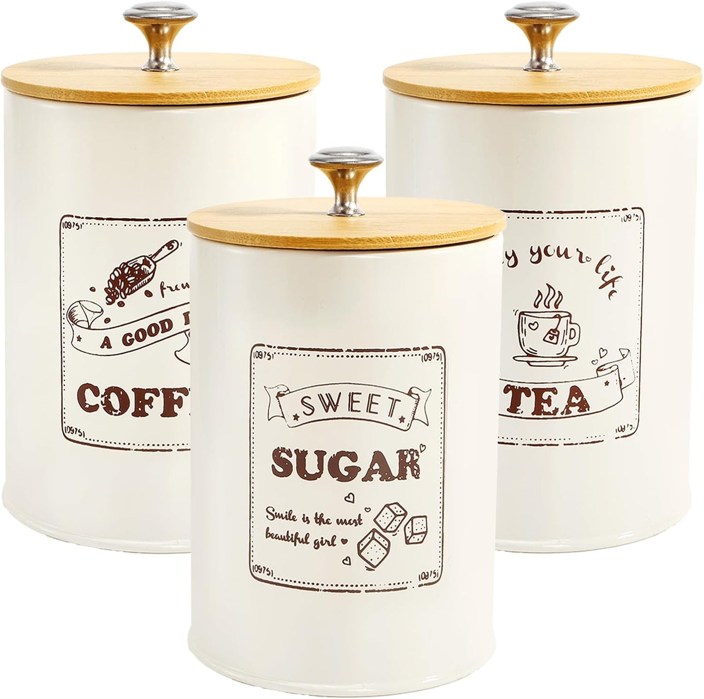 Set Recipientes Metal Cocina 25oz Estilo Granja con Tapas