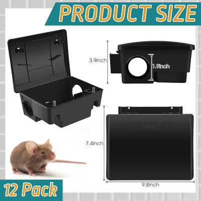 12 Cajas Cebos Ratas con Llaves Trampa Roedores Interior Exterior