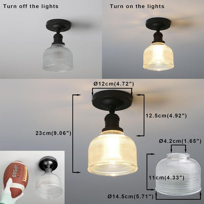 Lámpara techo vintage pantalla rayas 1 luz cableada cocina