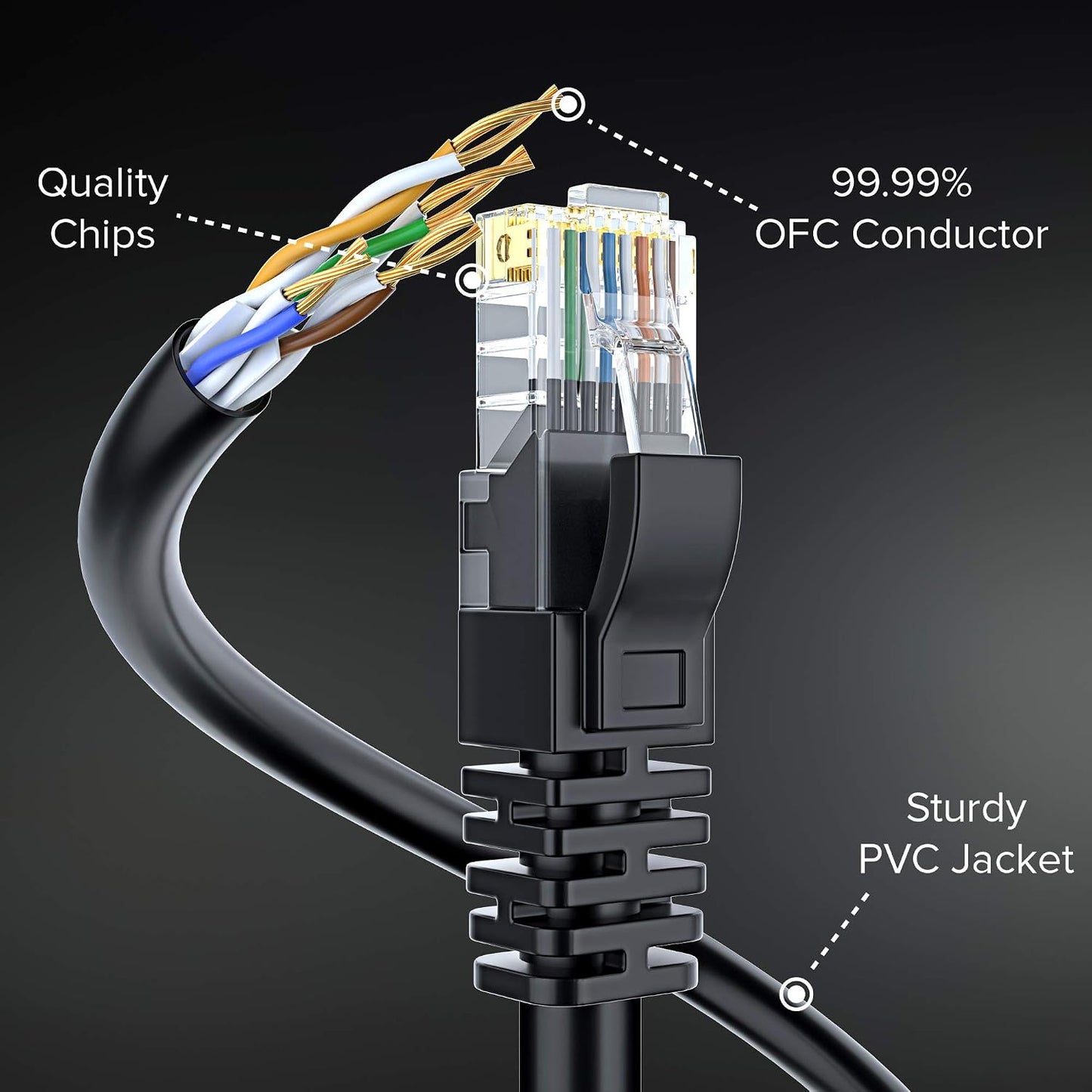 Cable Ethernet Cat6 UTP 250pies cobre puro negro