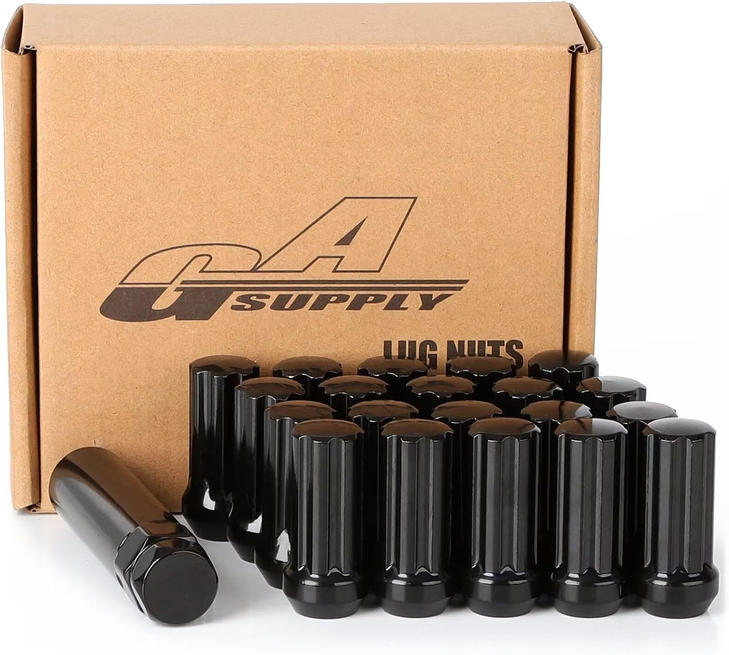 Tuercas cónicas estriadas 1/2-20 para rueda 2pulg negro set 20