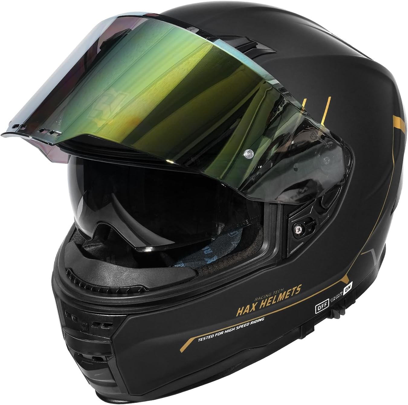 Casco cara completa motocicleta e-bike visor doble negro