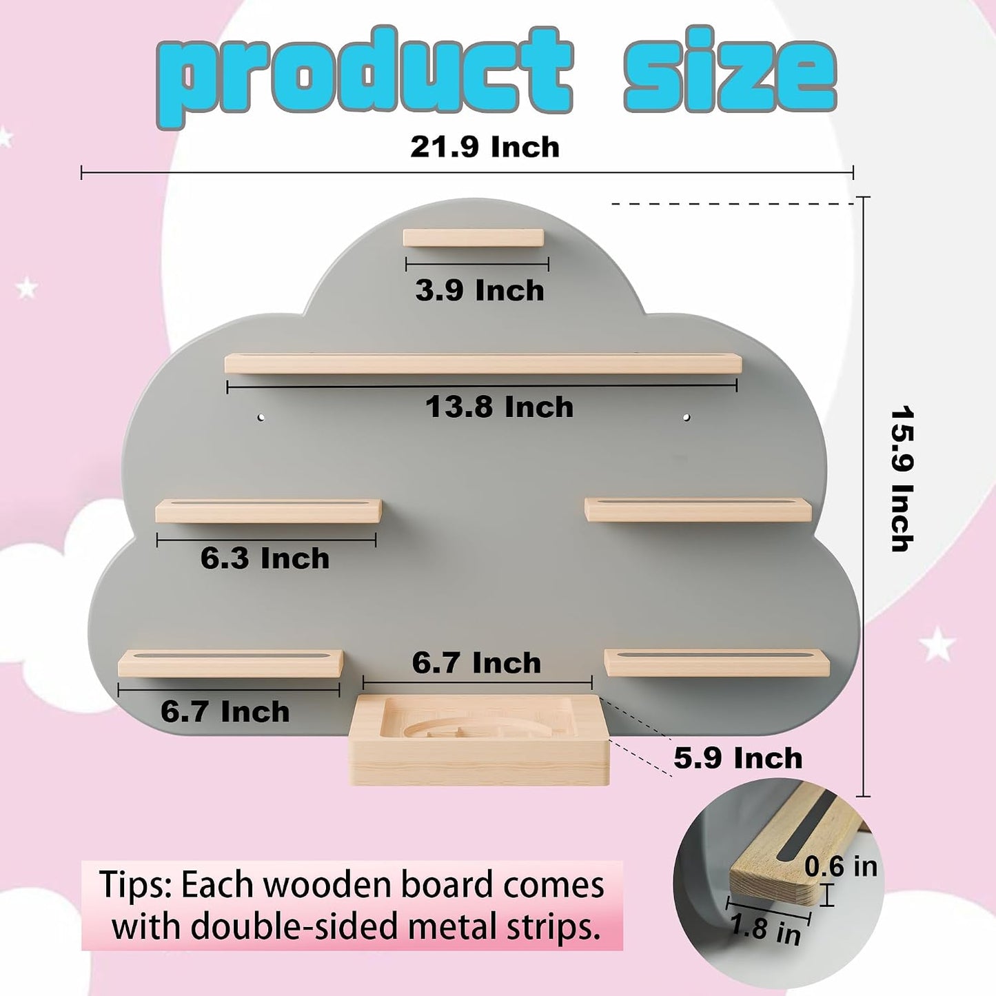 Estante Toniebox madera haya para 20-30 figuras gris