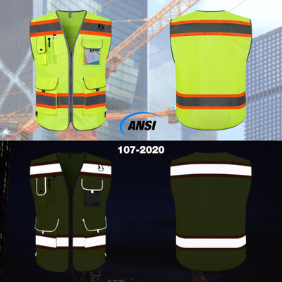 Chaleco seguridad 9 bolsillos alta visibilidad naranja reflectante