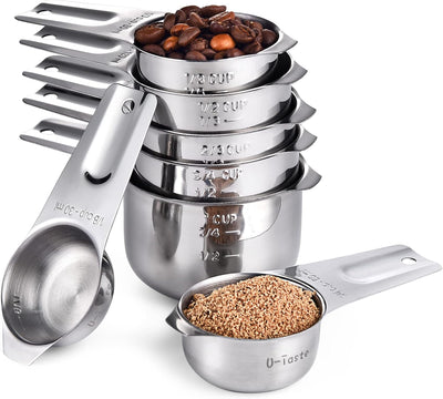 Juego 7 Tazas Medidoras Acero Inox 18/8 Secos y Líquidos