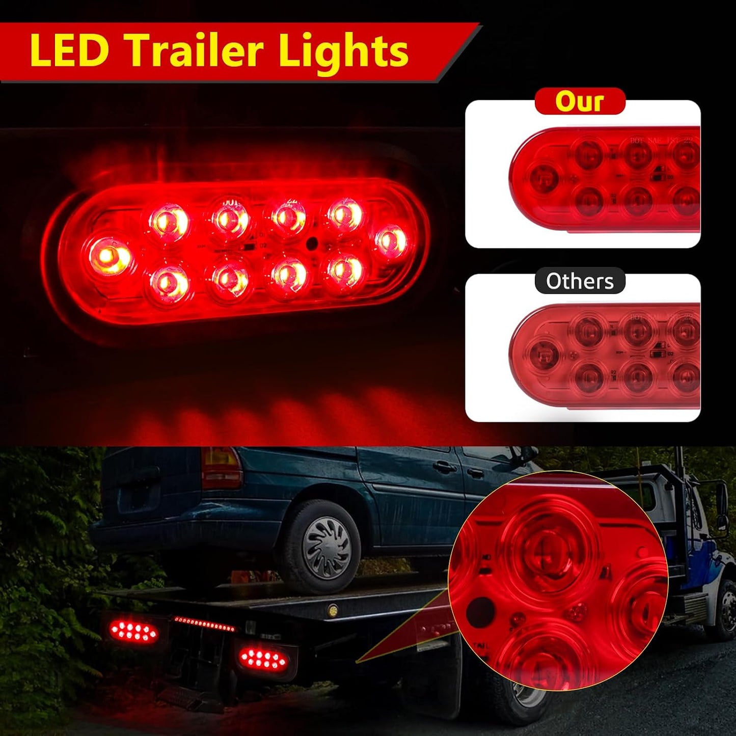 Luces remolque ovaladas 6pulg soporte 2pzas impermeables