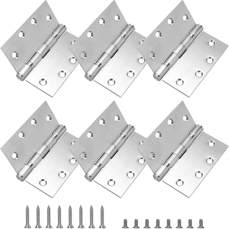 6 Bisagras Puerta 4.5x4.5" Acero Inox Color Plateado