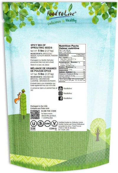 Mezcla picante semillas germinantes 5lb brócoli rábano alfalfa