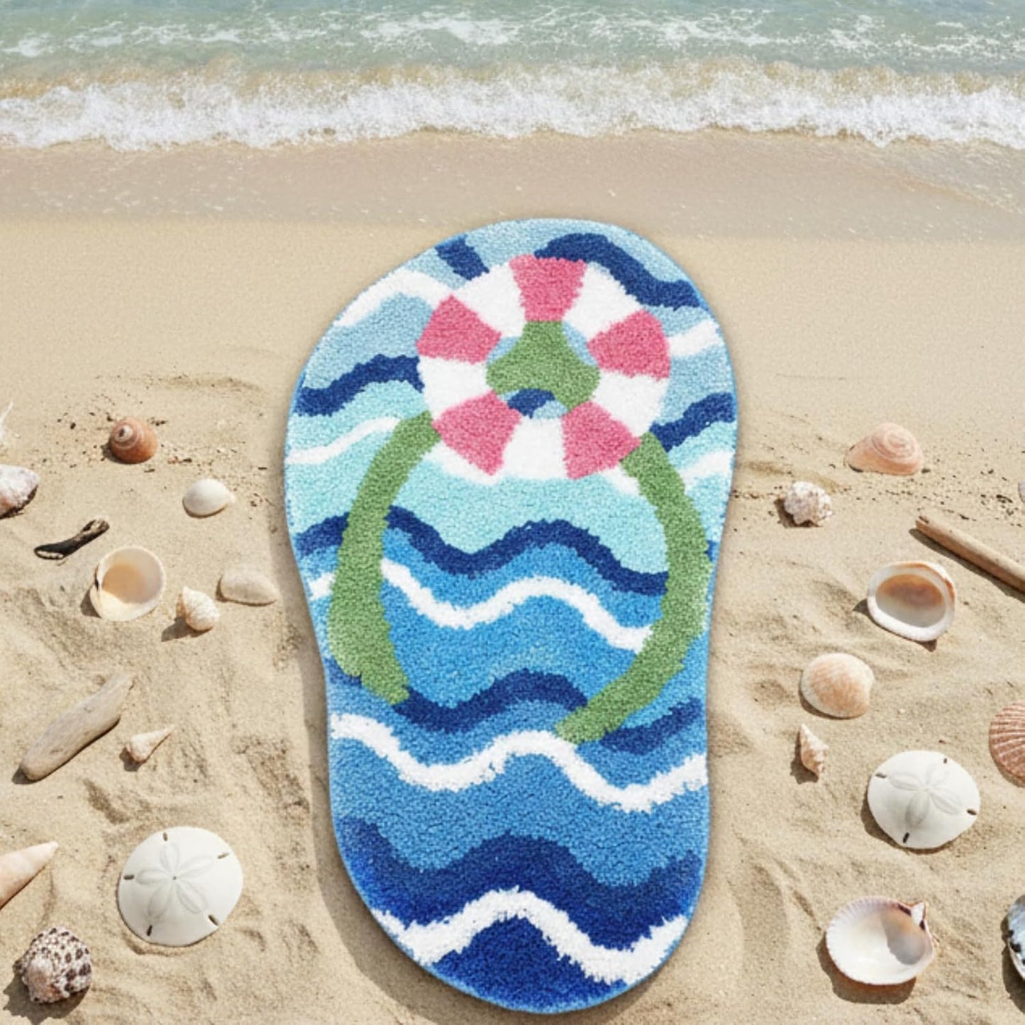 Alfombra baño verano forma chancletas antiderrap lavable