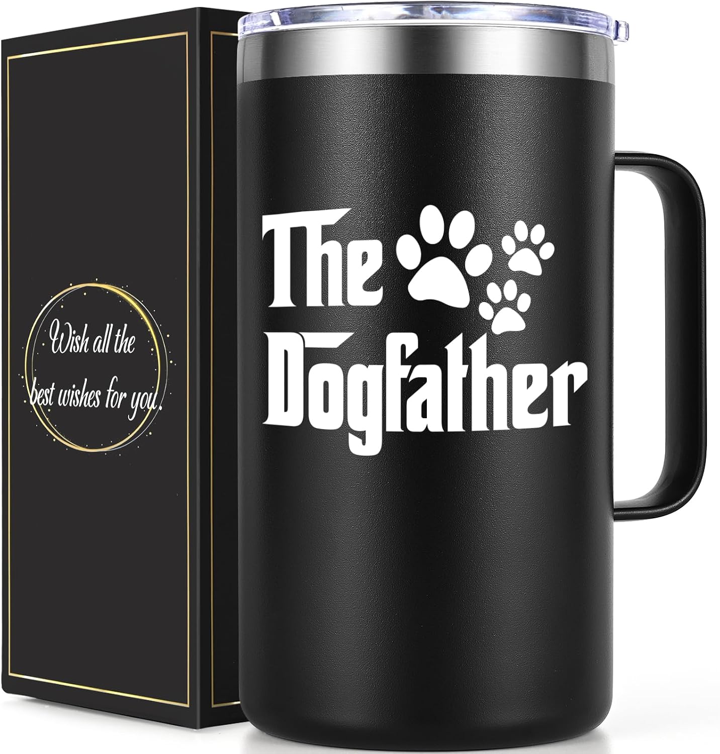 Taza café aislada 20oz para dueños de mascotas negro