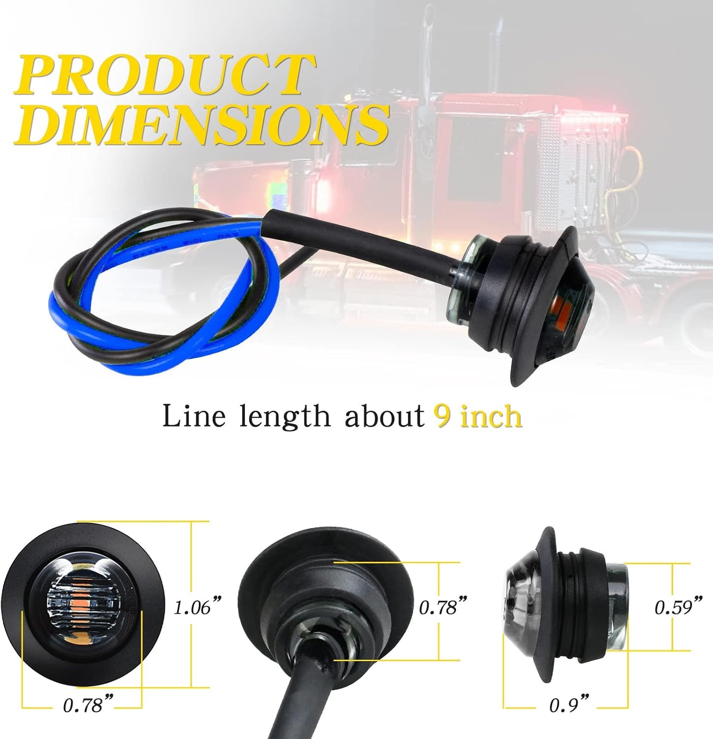 50 Luces posición 3/4" lente azul LED para remolque