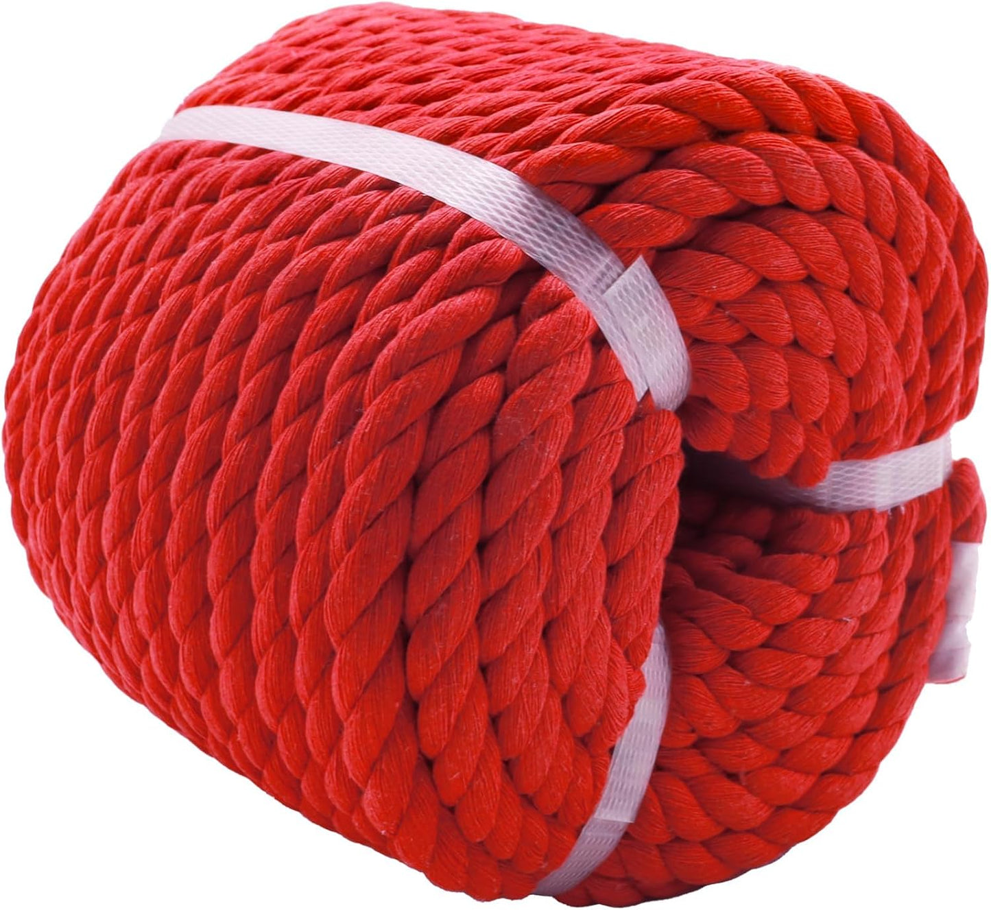 Cuerda algodón roja 1/2" x100pies gruesa decoración
