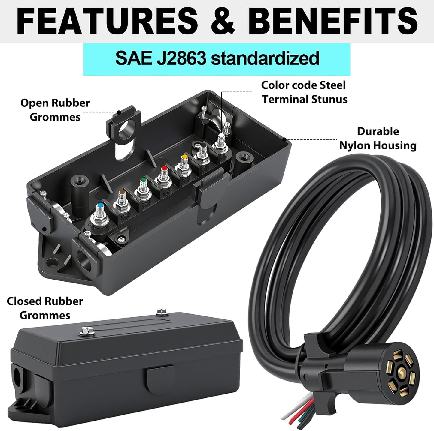 Kit arnés cableado remolque 7 pines 4ft conector doble clavija
