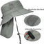 Sombrero sol para hombre ala ancha con solapa para pesca
