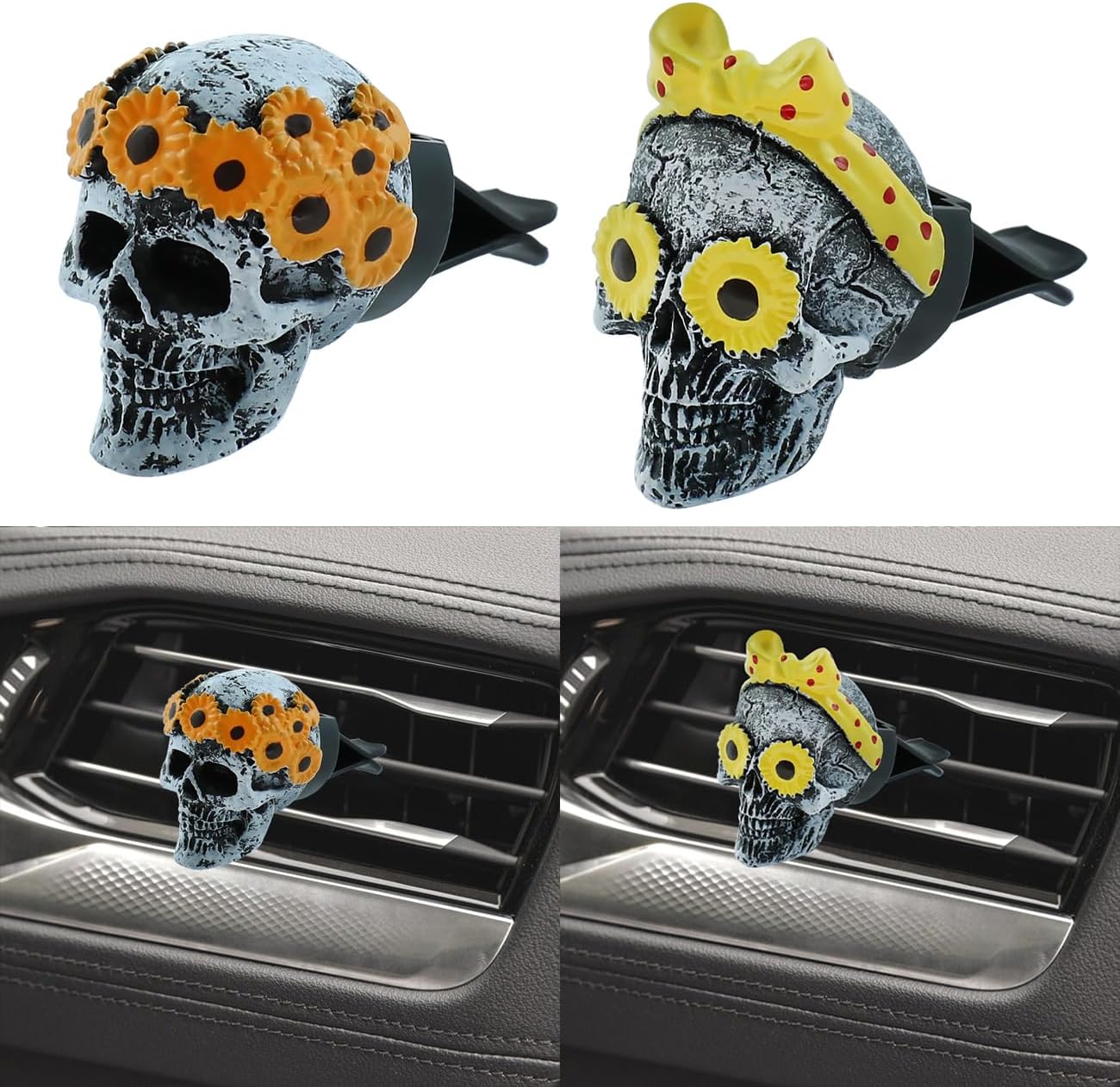 Ambientador coche calavera girasol margarita 2uds