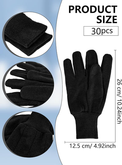 30 Pzas Guantes Trabajo Algodón Negro Invierno
