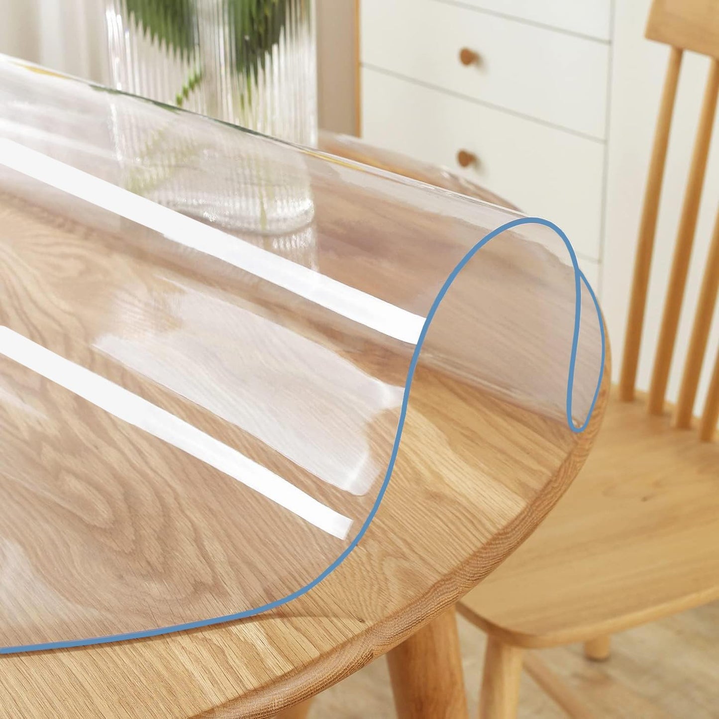 Protector mesa redondo PVC transparente 54pulg