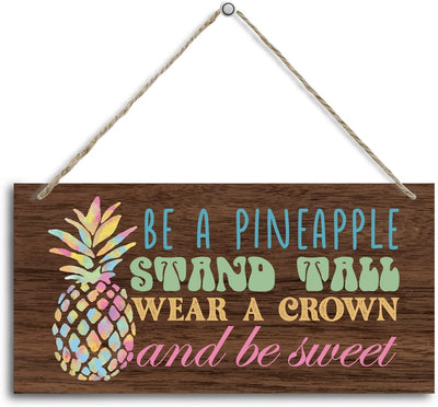 Placa madera temática piña para habitación niña