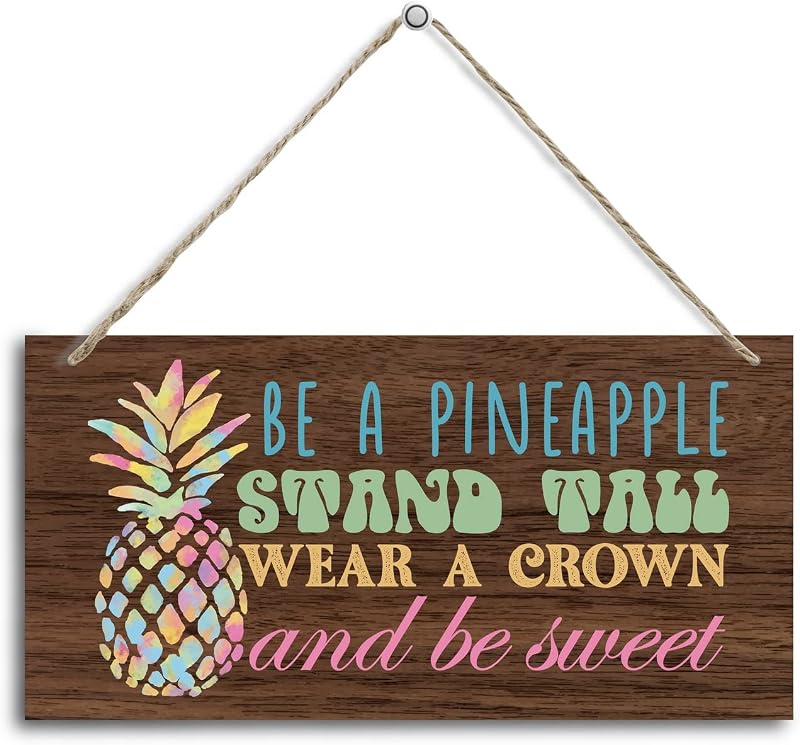 Placa madera temática piña para habitación niña