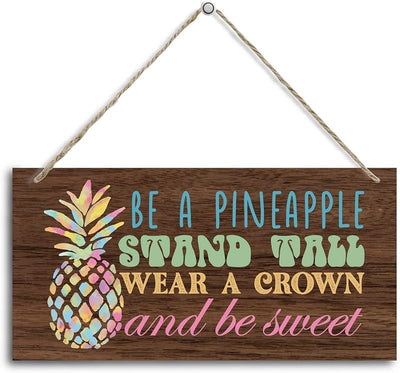 Placa madera temática piña para habitación niña