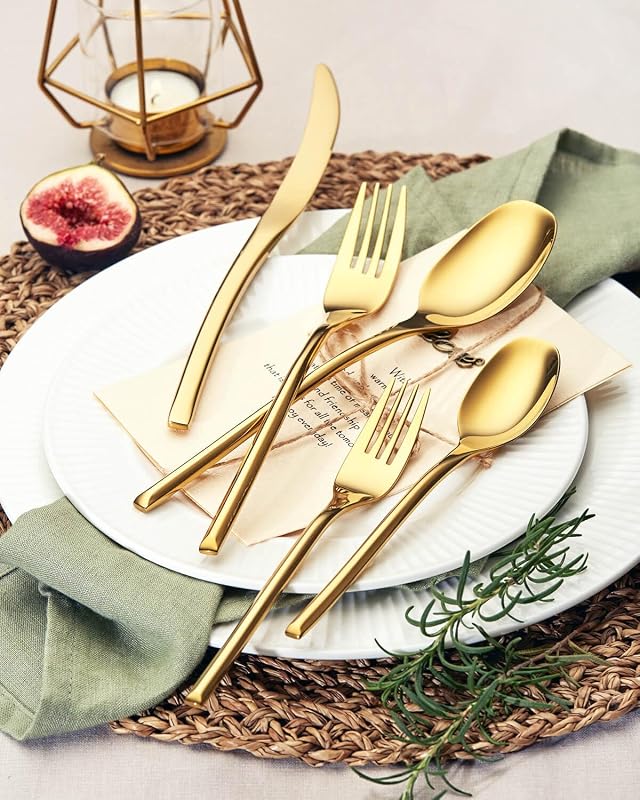 Set 40 Pzas Cubiertos Acero Inox 18/10 Dorado