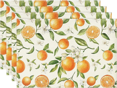 4 Manteles Individuales Naranja 12x18pulg Temporada Primavera