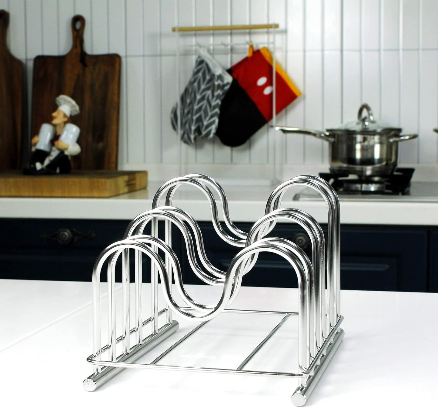 Soporte tabla cortar acero inox 304 con 5 secciones
