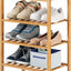 Estante zapatos bambú 4 niveles apilable armario