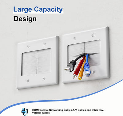 Placa pared cepillo 2 bandas soporte cables hdmi cine set 2