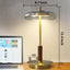 Lámpara mesa hongo base latón pantalla vidrio ámbar LED