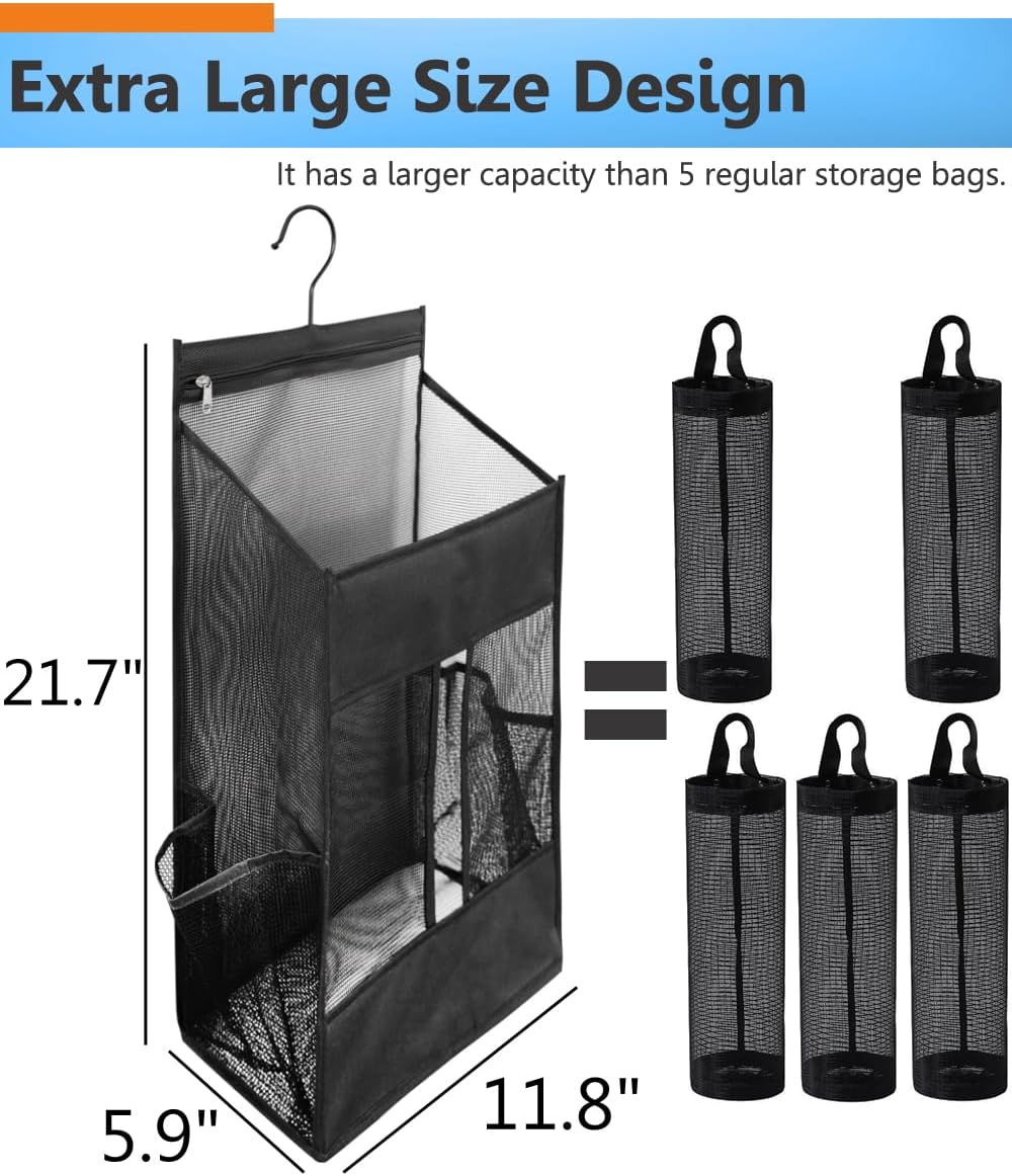 Soporte plástico colgante para bolsas y dispensador puerta gabinete