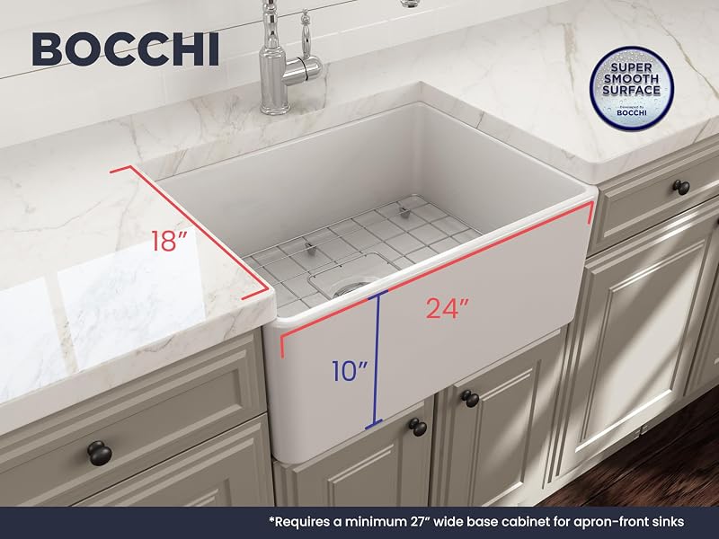 Fregadero cocina rústico arcilla refractaria 61cm blanco