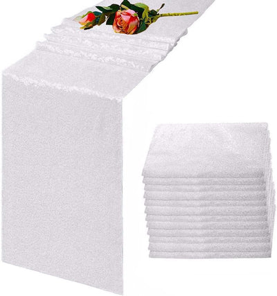 Mesa Camino Lentejuelas Blancas 12x72pulg Pack 12
