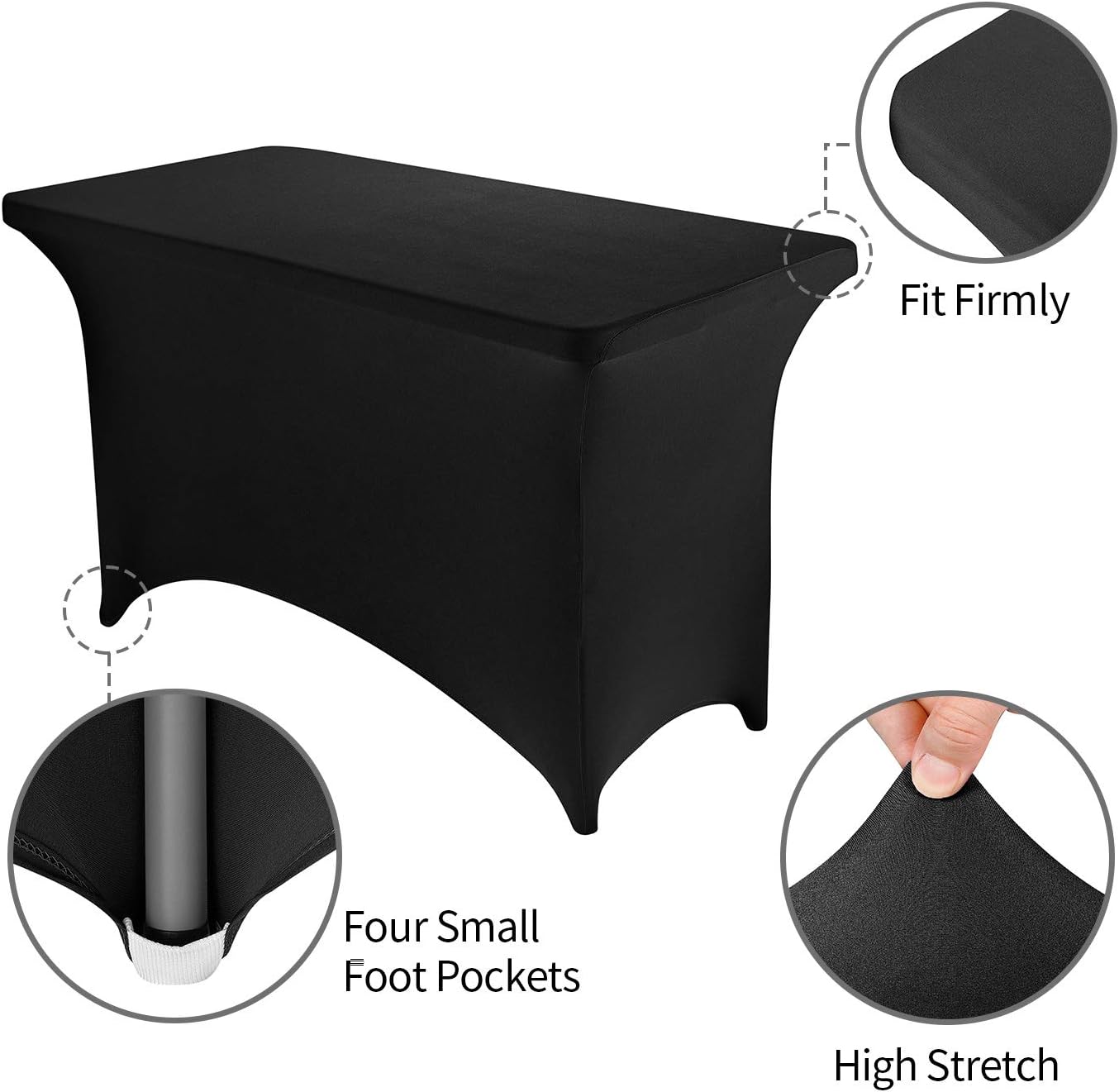 Funda mesa elastano 4ft mantel rectangular negro