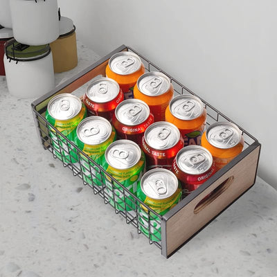 Cesta alambre madera asas juego 2 para almacenamiento cocina baño