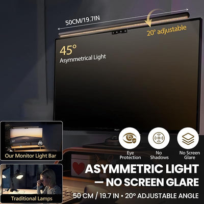 Barra luz monitor 19.7pulg lámpara asimétrica