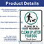 Letreros aluminio 14x10" Clean Up After Your Dog