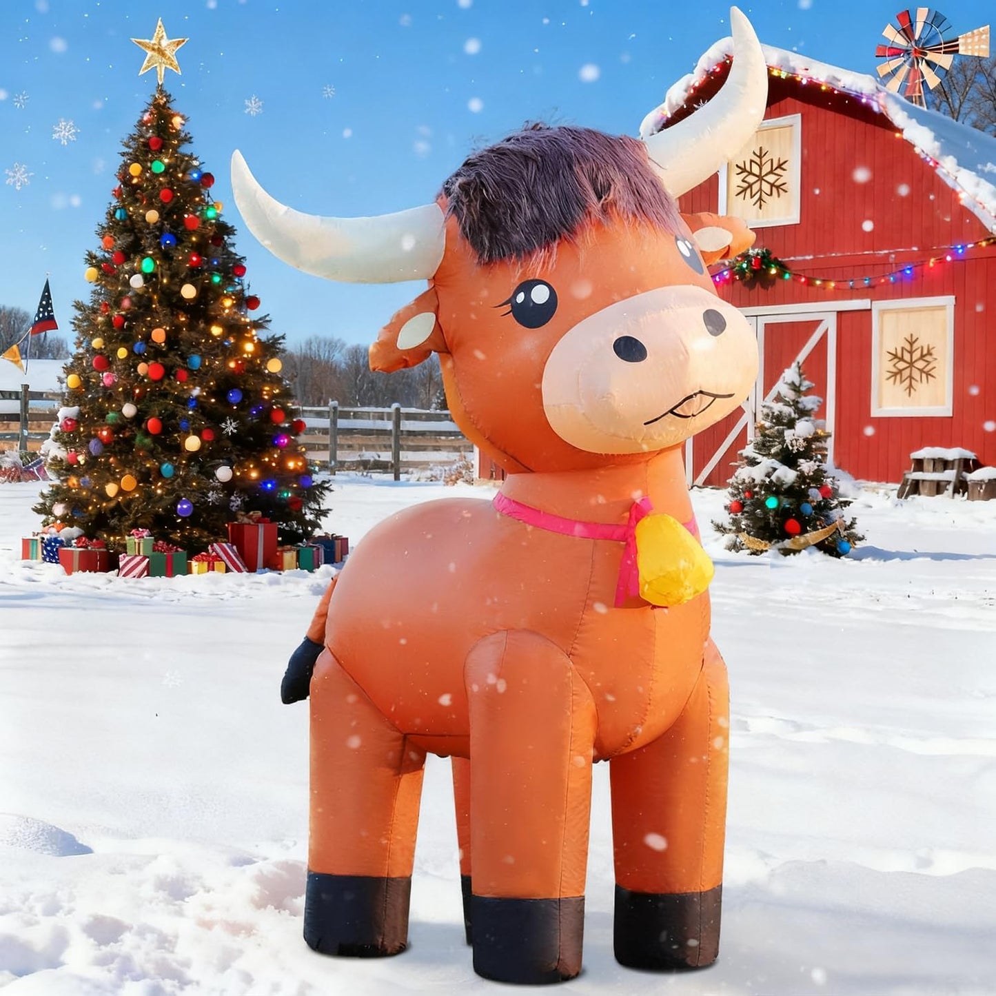 Inflable vaca de montañés 6ft decoración patio luces LED