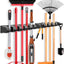 2 Soportes Trapeador Escoba Pared 5 Ranuras 6 Ganchos Negro