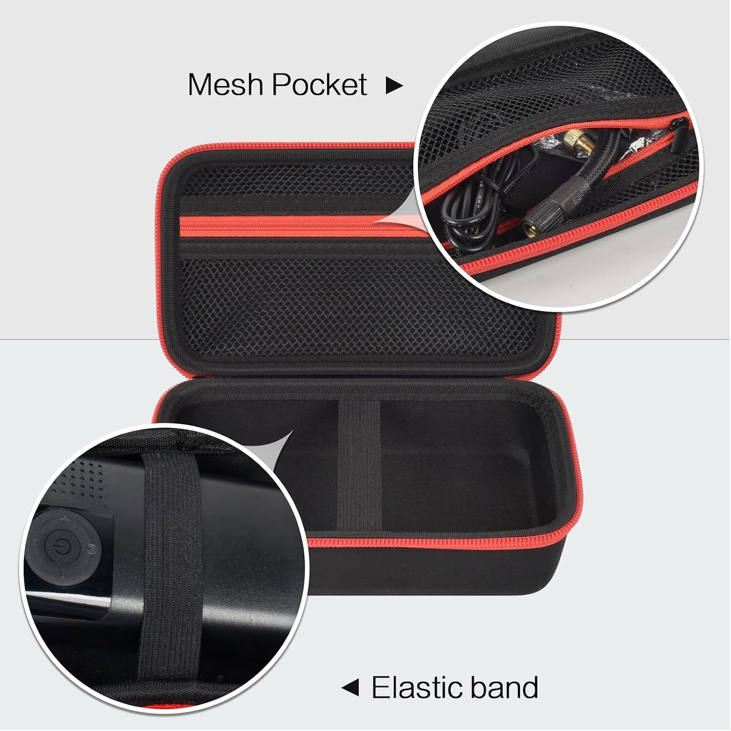 Estuche compresor aire 120psi con manguera y accesorios USB