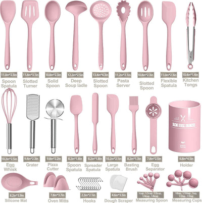 Set 43 Pzas Utensilios Cocina Rosa Antiadherente
