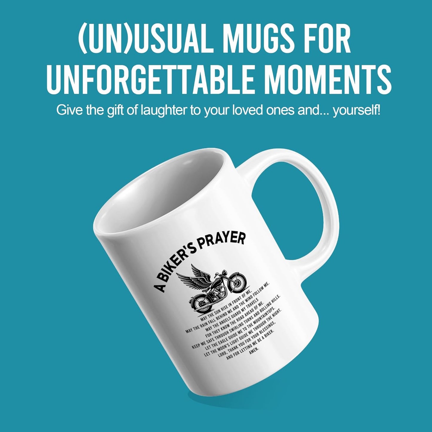 Taza cerámica motociclista regalo 11oz blanca