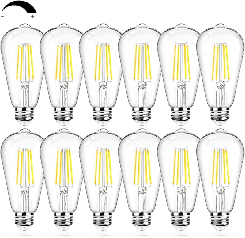 12 Bombillas LED Edison ST64 E26 7W 800lm Blanco Frío