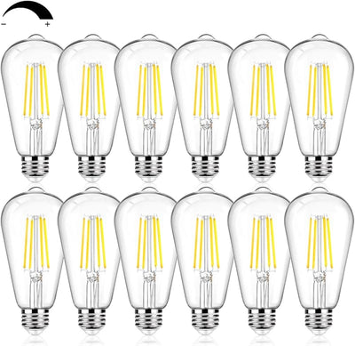 12 Bombillas LED Edison ST64 E26 7W 800lm Blanco Frío