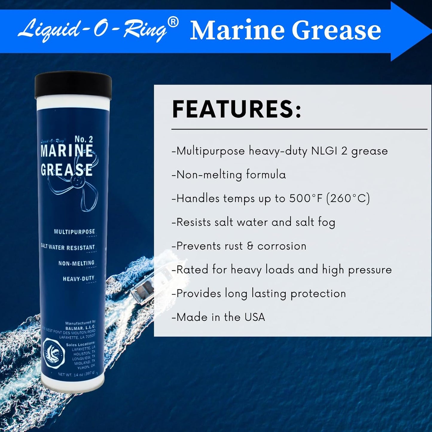 Grasa marina multiusos NLGI 2 resistente agua salada alta temp