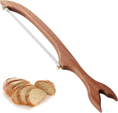 Cuchillo pan masa madre rebanador de madera